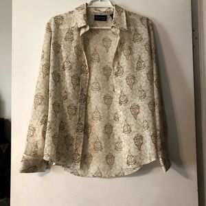 Cream/Tan patterned dress shirt